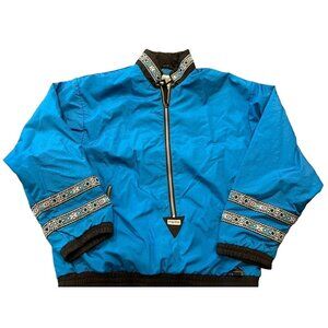 Vintage Fera Ladies Skiwear Jacket Size 8 Nylon & Polyester Blue/Black Aztec